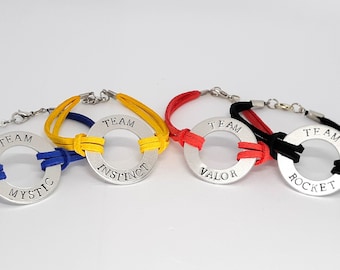Team Washer Bracelet - Instinct Mystic Valor Rocket - Hand Stamped