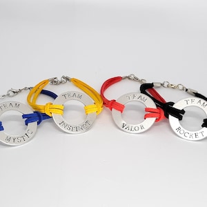 Team Washer Bracelet - Instinct Mystic Valor Rocket - Hand Stamped