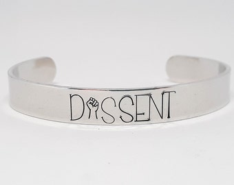DISSENT Cuff Bracelet -  Hand Stamped - Human Rights