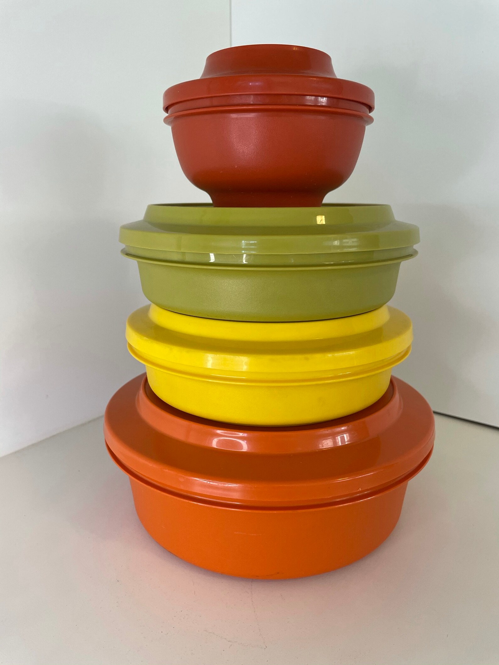 Vintage Tupperware 1206 Harvest Seal N' Serve Bowl 4 Piece Etsy