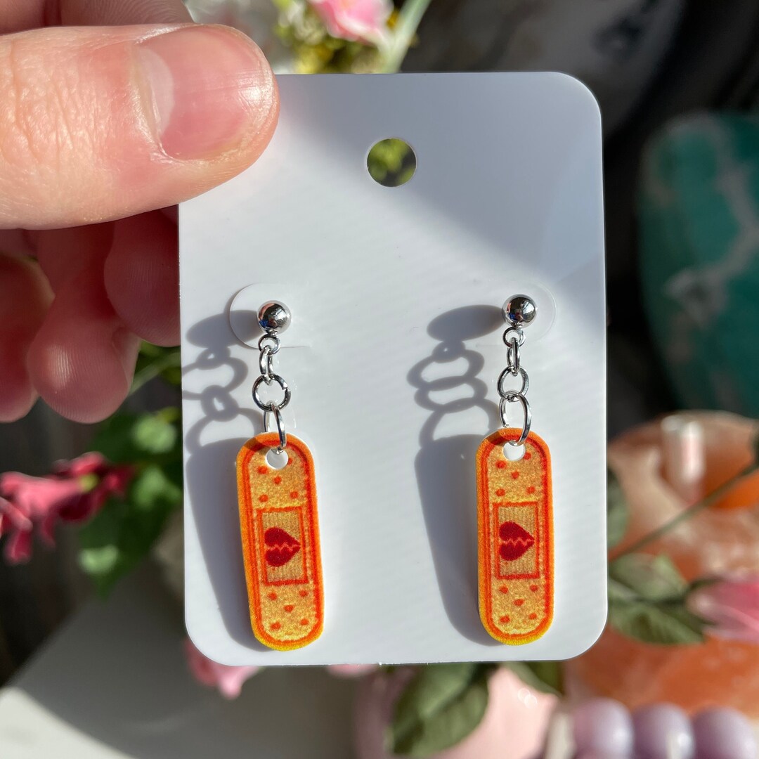Cute Aesthetic Bandaid Earrings, Novelty Earrings, Funny, Unique, Funky