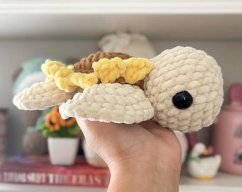 Crochet Sunflower Turtle Plush, Handmade Amigurumi Plush, Cute Kawaii Turtle Toy