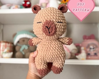 Crochet Capybara Plush Pattern, Amigurumi DIY Tutorial (PDF Pattern)