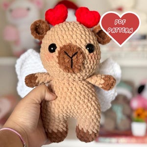 Haakpatroon capibara, amigurumi-patroon capibara, digitale amigurumi-tutorial pdf, eenvoudig haakpatroon, haakpatroon valentijn
