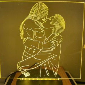 Custom LED Light, Personalized 3D Photo Lamp, Custom Line Art Photo Lamp, 3D led lights, Engraved Portrait, 3D Portrait, LED Photo, LED Lamp