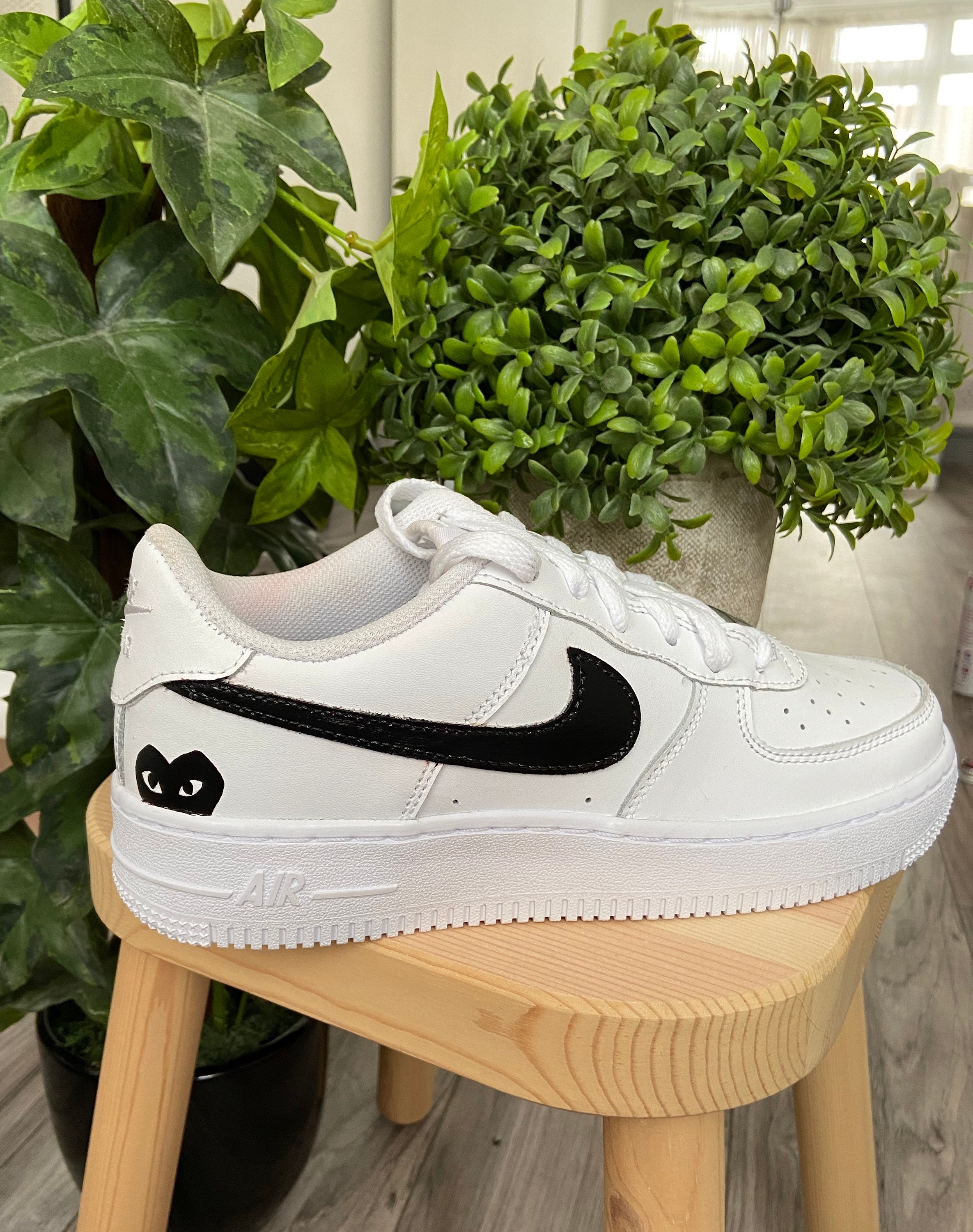 Custom Air Force 1 Black Heart Comme Des Garcons Etsy Hong Kong