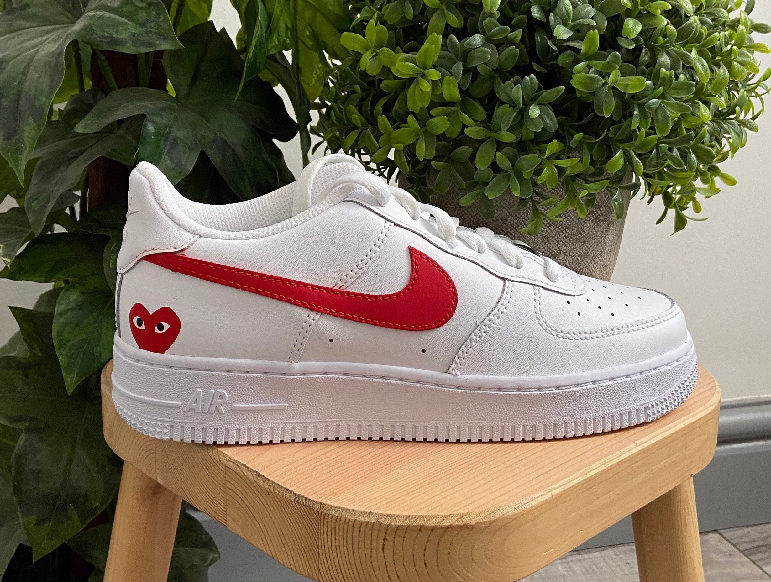 Red Nike Air Force 1 Customsred & White Nike Air Force Ones -  Sweden