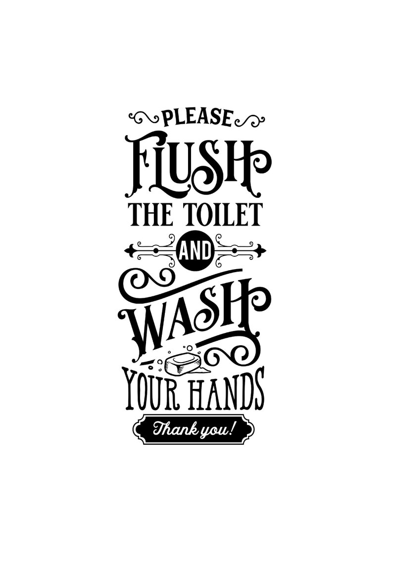 Flush the toilet Wash your hands Vinyl Wall Decal Sticker Etsy
