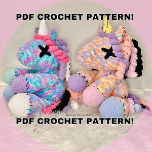 Jumbo Stitched Unicorn Crochet Plush PATTERN, Unicorn Pattern, Crochet Unicorn Pattern, Amigurumi Pattern, Crochet Unicorn Plush, Creepy. image 1