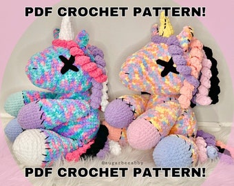 Jumbo Stitched Unicorn Crochet Plush PATTERN, Unicorn Pattern, Crochet Unicorn Pattern, Amigurumi Pattern, Crochet Unicorn Plush, Creepy.