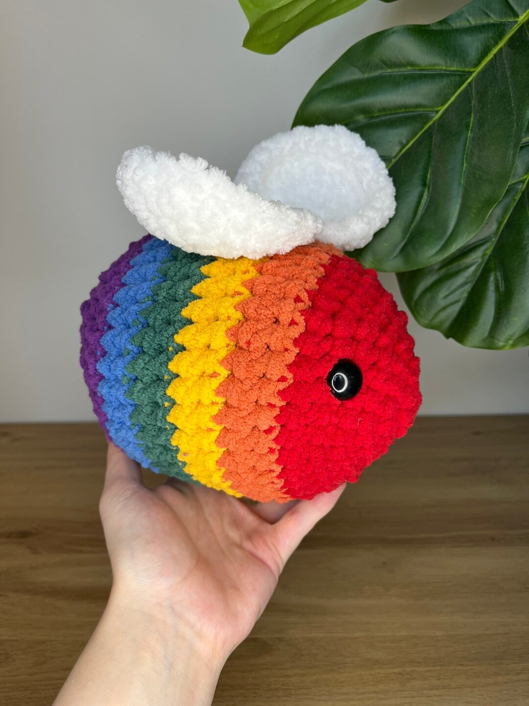 Jumbo Crochet Pride Bee Plush: LGBTQ+ Rainbow Stuffed Bee - Etsy