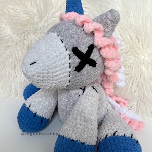 Jumbo Stitched Unicorn Crochet Plush PATTERN, Unicorn Pattern, Crochet Unicorn Pattern, Amigurumi Pattern, Crochet Unicorn Plush, Creepy. image 5