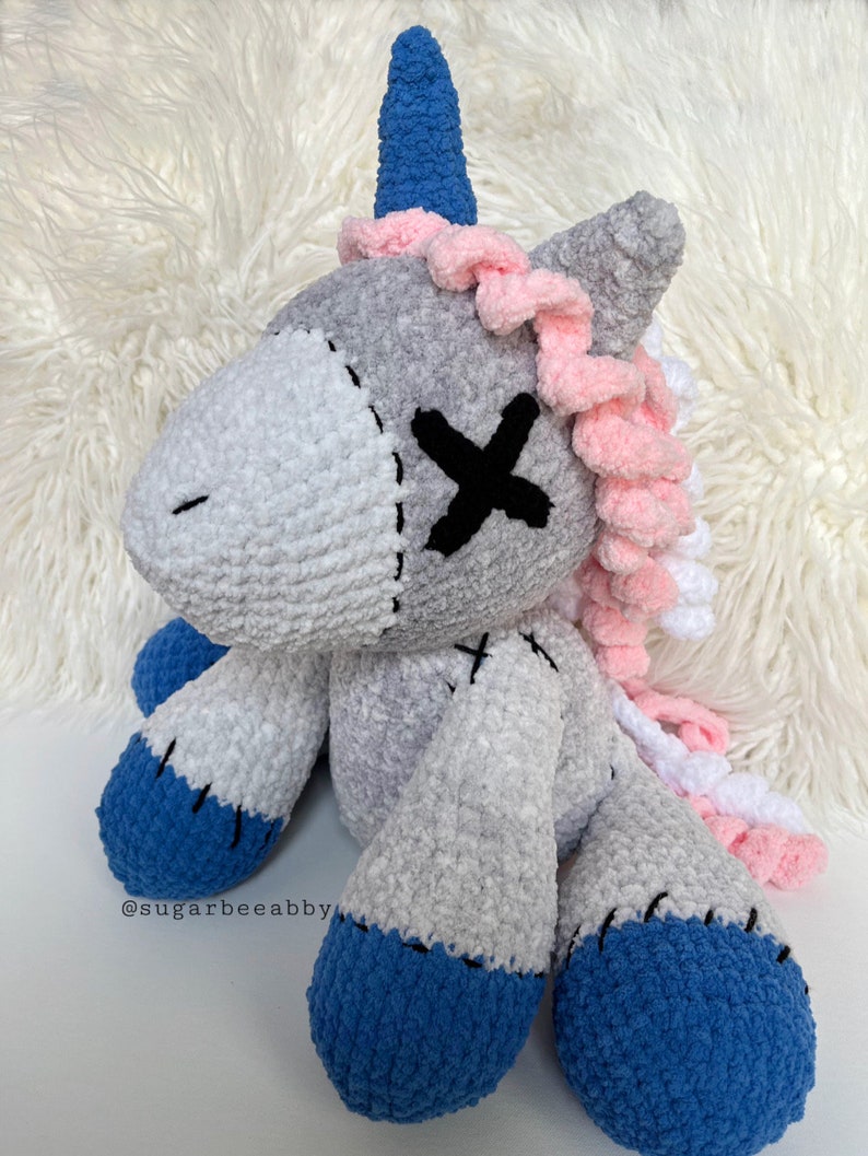 Jumbo Stitched Unicorn Crochet Plush PATTERN, Unicorn Pattern, Crochet Unicorn Pattern, Amigurumi Pattern, Crochet Unicorn Plush, Creepy. image 5