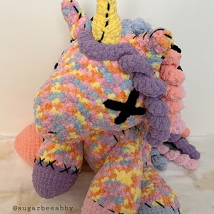 Jumbo Stitched Unicorn Crochet Plush PATTERN, Unicorn Pattern, Crochet Unicorn Pattern, Amigurumi Pattern, Crochet Unicorn Plush, Creepy. image 6