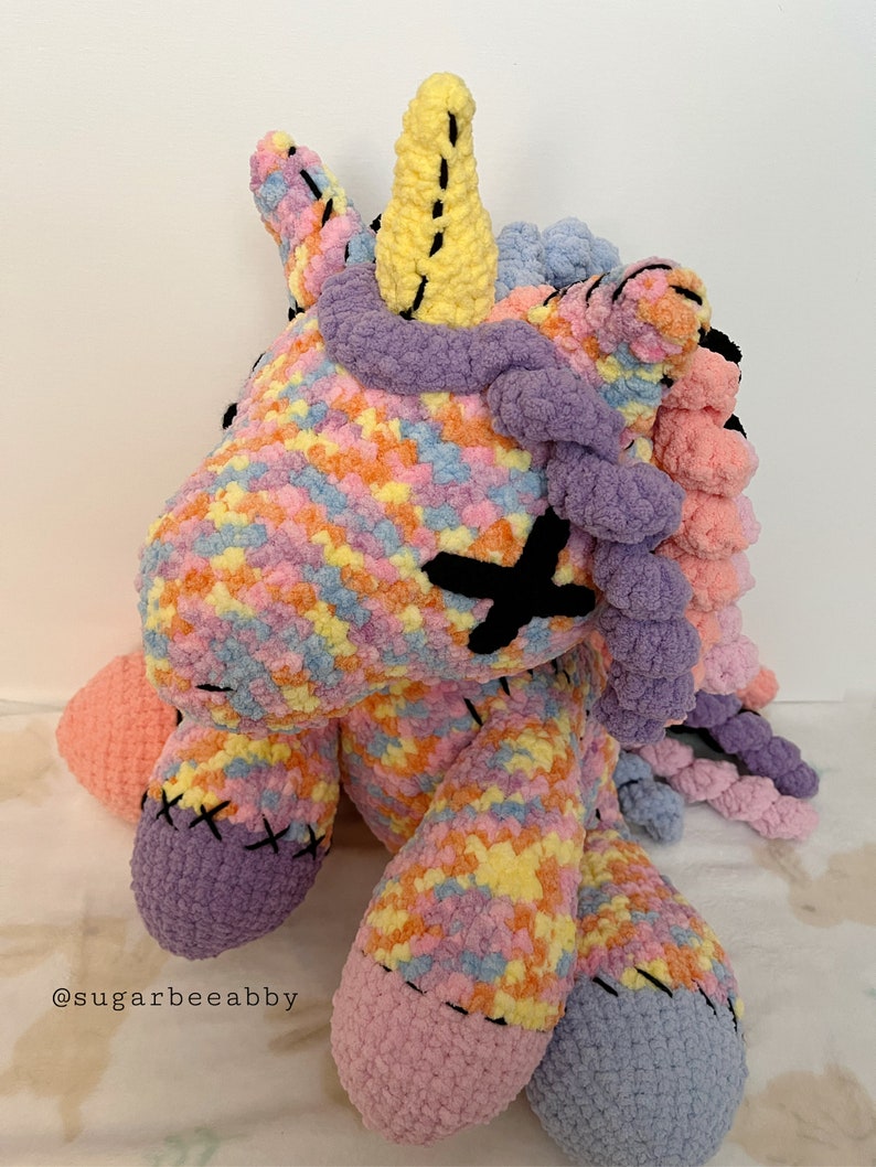 Jumbo Stitched Unicorn Crochet Plush PATTERN, Unicorn Pattern, Crochet Unicorn Pattern, Amigurumi Pattern, Crochet Unicorn Plush, Creepy. image 6