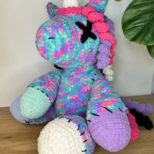 Jumbo Stitched Unicorn Crochet Plush PATTERN, Unicorn Pattern, Crochet Unicorn Pattern, Amigurumi Pattern, Crochet Unicorn Plush, Creepy. image 7