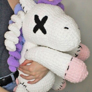 Jumbo Stitched Unicorn Crochet Plush PATTERN, Unicorn Pattern, Crochet Unicorn Pattern, Amigurumi Pattern, Crochet Unicorn Plush, Creepy. image 3