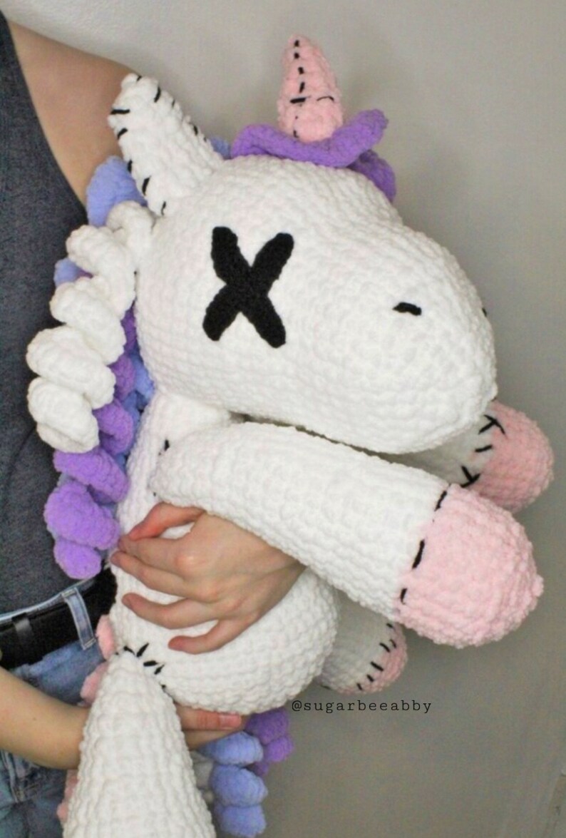 Jumbo Stitched Unicorn Crochet Plush PATTERN, Unicorn Pattern, Crochet Unicorn Pattern, Amigurumi Pattern, Crochet Unicorn Plush, Creepy. image 3