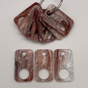 Rectangular Cappuccino Starry Sky acrylic thread drops. A Crossed In Stitches exclusive.