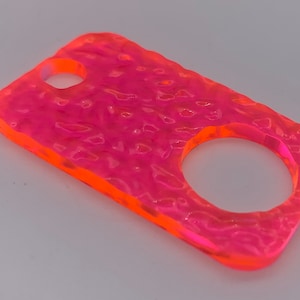 Rectangular Textured Fluorescent pink acrylic thread drops