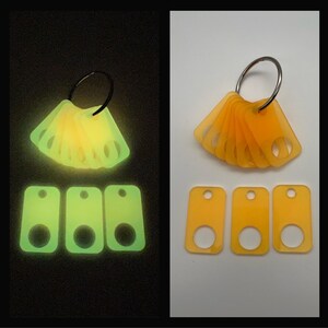 RectangularGlow-in-the-dark orange acrylic thread drops
