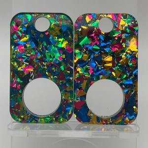 4mm thick Rectangular chunky 80’s glitter acrylic thread drops