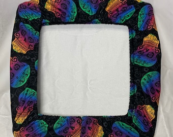 Rainbow Skull fabric grime guard. -Halloween