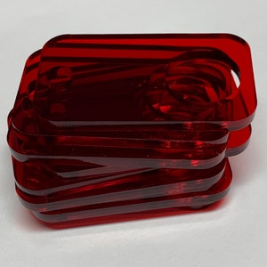 Rectangular Blood Red acrylic thread drops