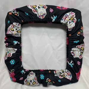 Black Sugar Skull fabric grime guard. HALLOWEEN