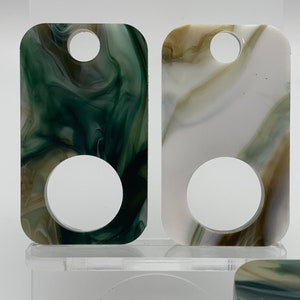 4mm thick Rectangular Forest swirl acrylic thread drops