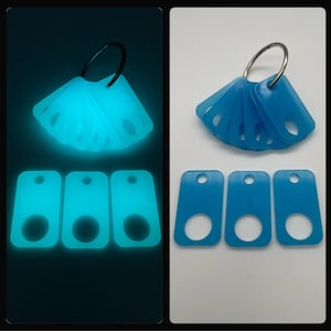 RectangularGlow-in-the-dark blue acrylic thread drops