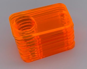 Rectangular Fluorescent Orange acrylic thread drops