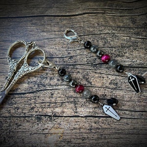 Simi-precious stone beads scissor fob