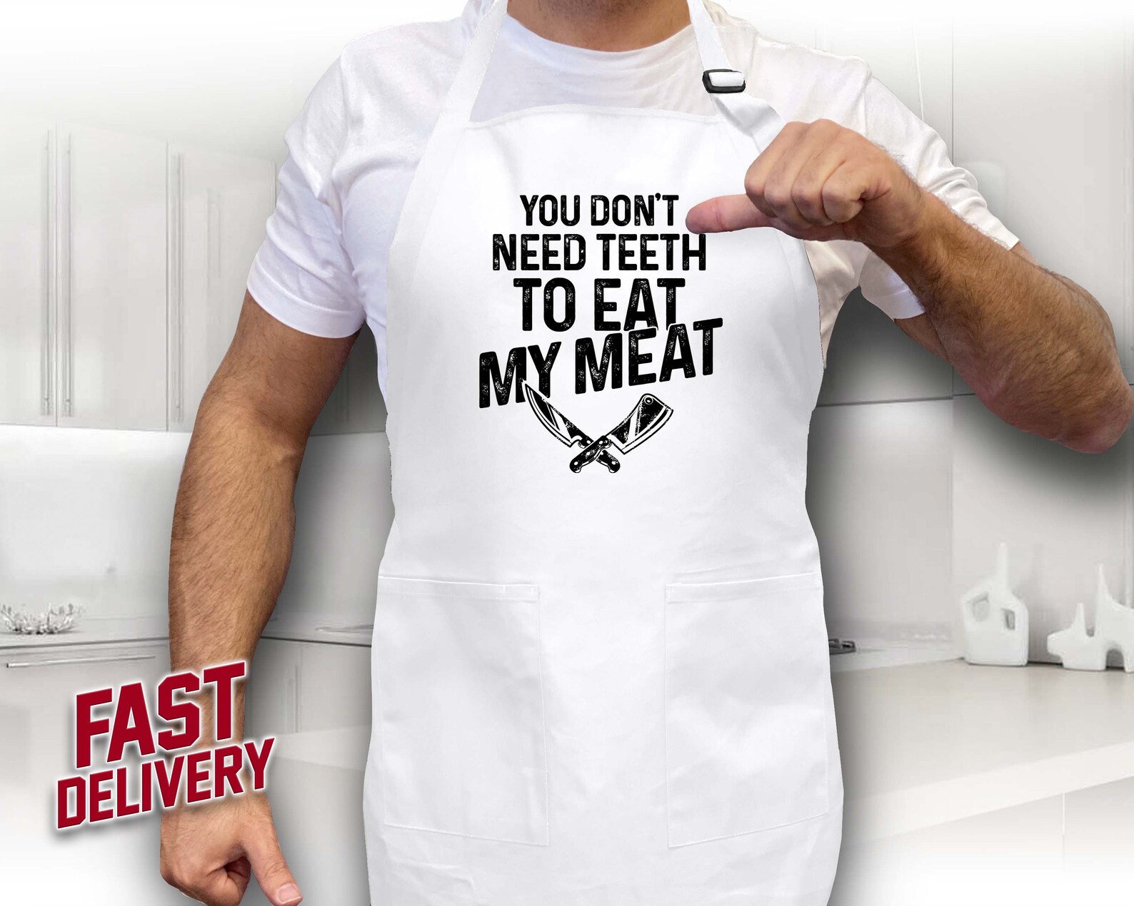 You Don't Need Teeth to Eat My Meat Manly Apron Funny Etsy