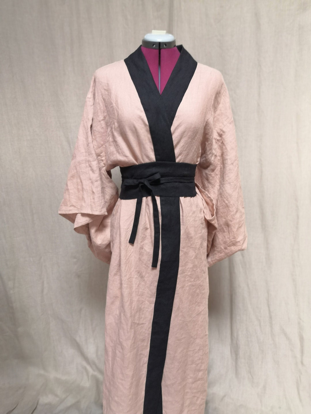 Vestido Kimono Unisex con Cinturón Obi / Bata / Estilo Floral Boho ...