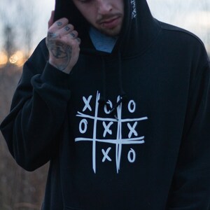 CAT'S GAME | Hoodie {Made to Order} Tik Tak Toe Sweater, Black Hoodie, Graphic Hoodie