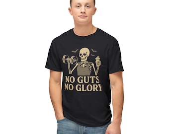 Skeleton Gym T-Shirt | No Guts No Glory, Lifting Motivation