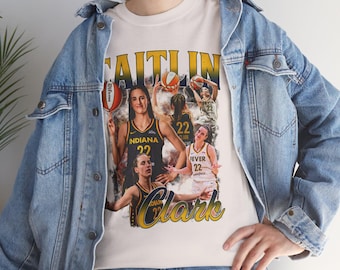 T-shirt de basket-ball Caitlin Clark style rétro vintage pour femme Année 2000 en coton épais unisexe