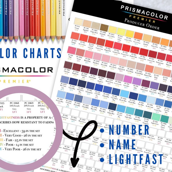 Prismacolor Premier 150 Farbkarte | Schablone | Sofort Download Druckbare Datei (JPG) | A4 Größe