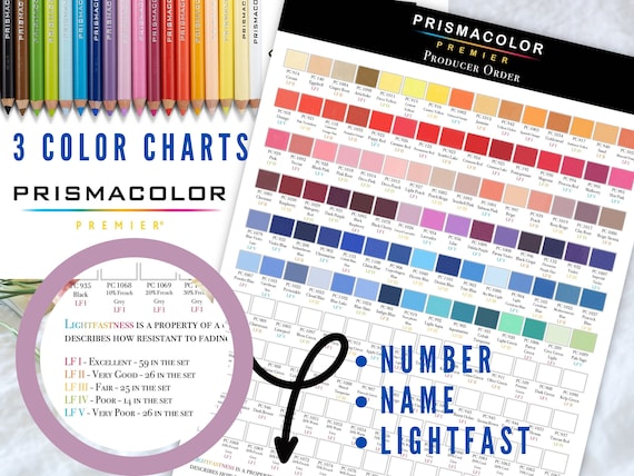 Prismacolor Premier 150 Color Chart Template Instant Download
