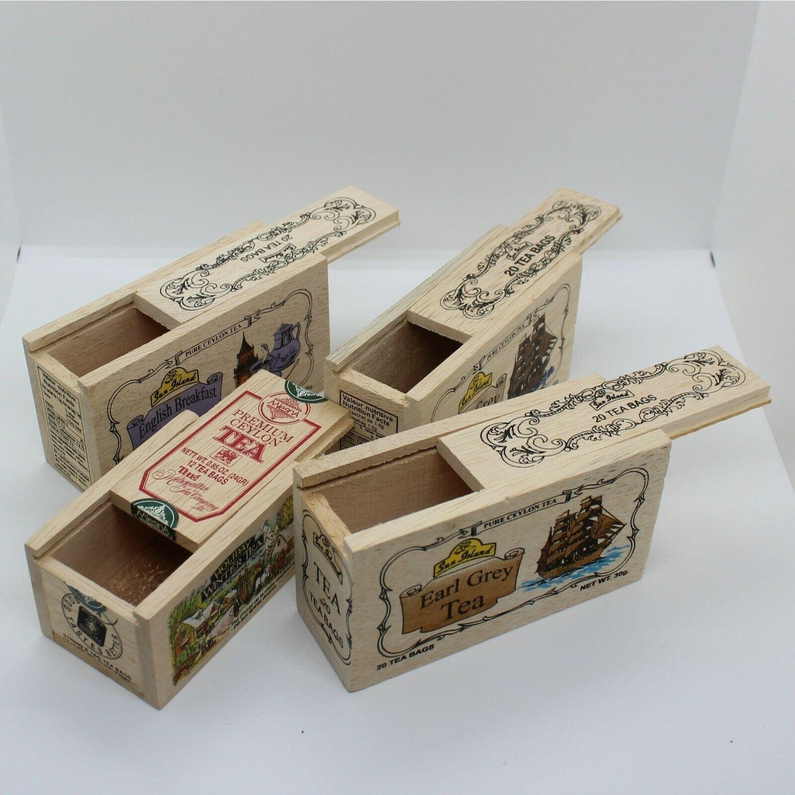 Lot of Seven Vintage Wooden Tea Boxes in 3 Sizes empty slide Etsy Lot of Seven Vintage Wooden Tea Boxes in 3 Sizes empty slide Etsy