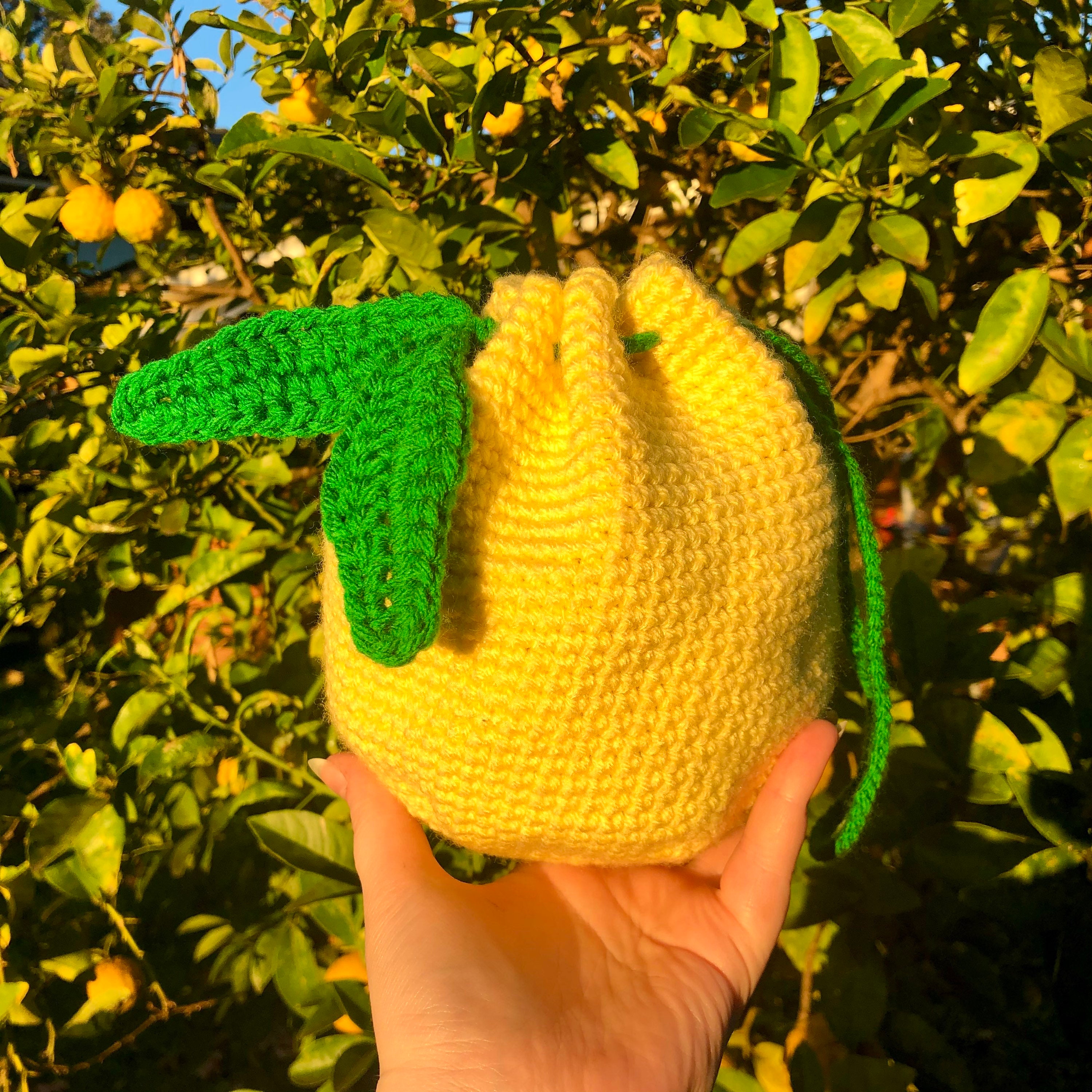 Crochet Lemon Drawstring Bag Etsy