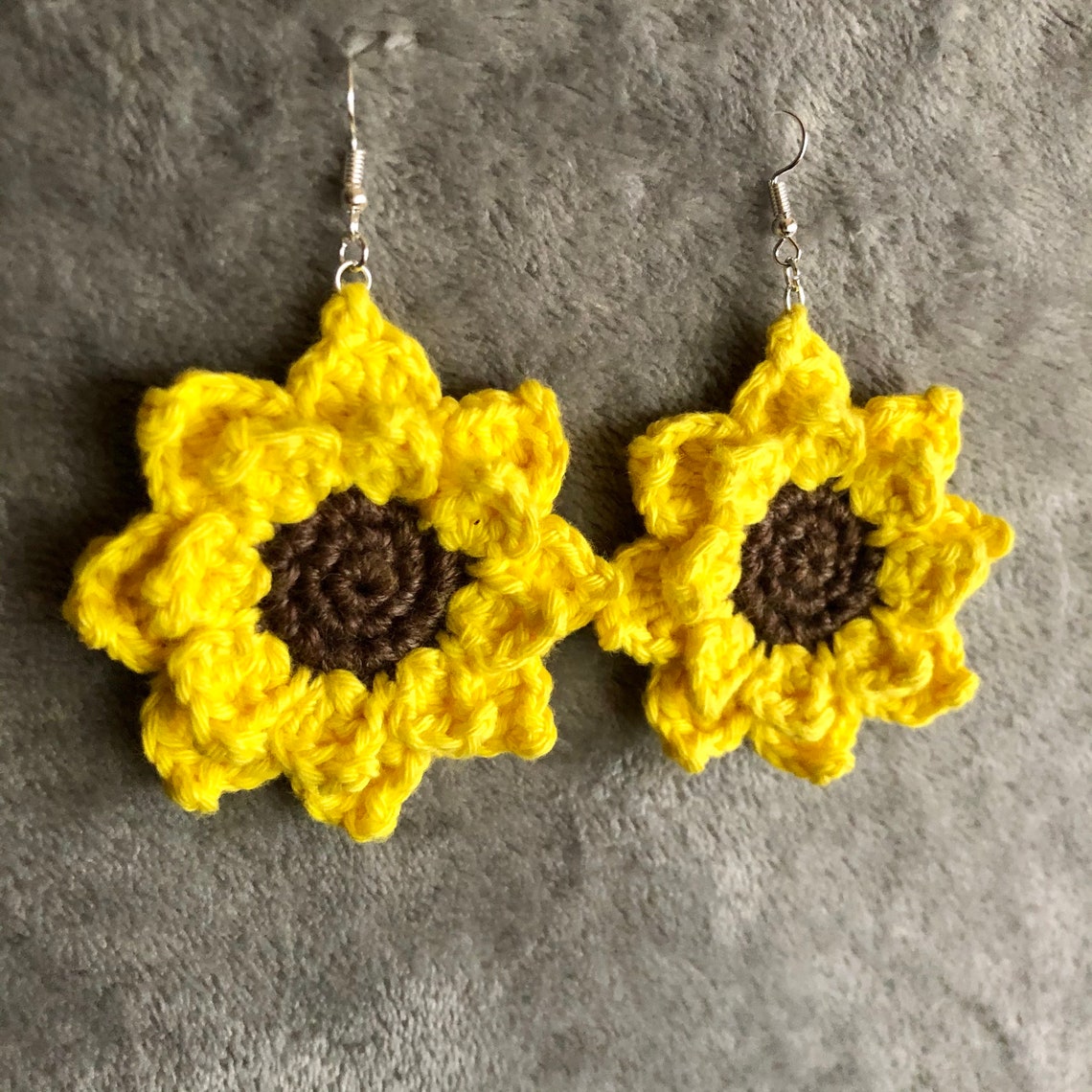 Crochet Sunflower Earrings Etsy