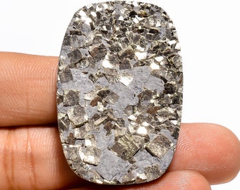 Natural Pyrite Druzy Radiant Shape Cabochon Loose Gemstone For Making Jewelry 143 Ct. 40X27X7 mm N-3071