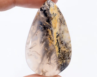 Natural Plume Agate Druzy Pear Shape Cabochon Loose Gemstone For Making Jewelry 41 Ct. 42X25X4 mm R-4679