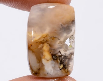 Natural Plume Agate Druzy Radiant Shape Cabochon Loose Gemstone For Making Jewelry 15.5 Ct 22X14X4 mm R-4708