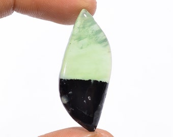 Natural Nephrite Jade Fancy Shape Cabochon Loose Gemstone For Making Jewelry 23.5 Ct. 36X15X6 mm N-2256