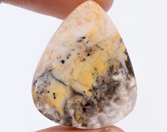 Natural Plume Agate Pear Shape Cabochon Loose Gemstone For Making Jewelry 18 Ct. 27X22X3 mm R-4699