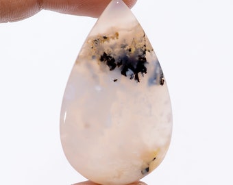 Natural Plume Agate Pear Shape Cabochon Loose Gemstone For Making Jewelry 50.5 Ct. 45X27X4 mm R-4680