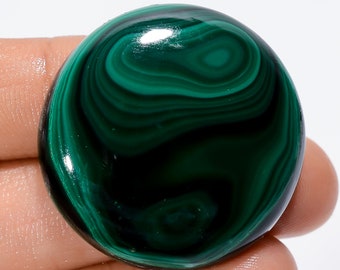 Natural Malachite Round Shape Cabochon Loose Gemstone For Making Jewelry 104 Ct. 33X33X8 mm N-4880